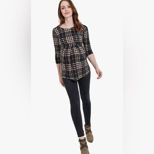 Black & Taupe Plaid Maternity Shirt